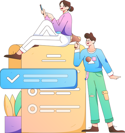 People filling questionnaire form  Illustration