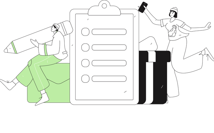 People filling questionnaire form  Illustration