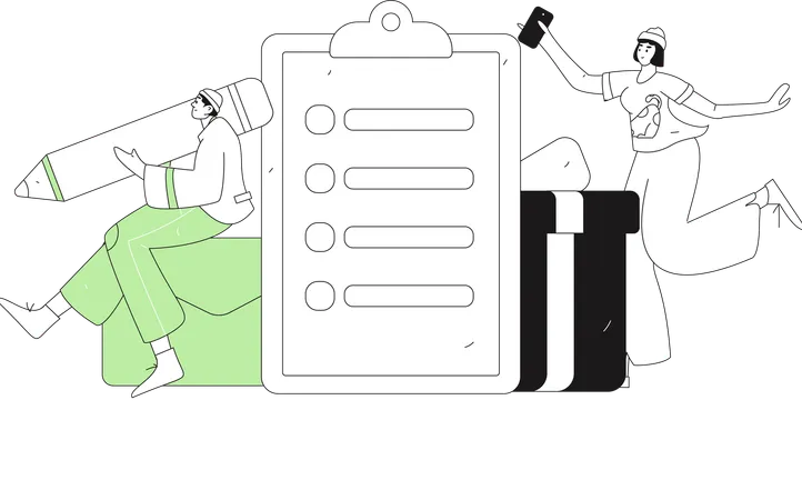 People filling questionnaire form  Illustration