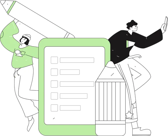 People filling questionnaire form  Illustration