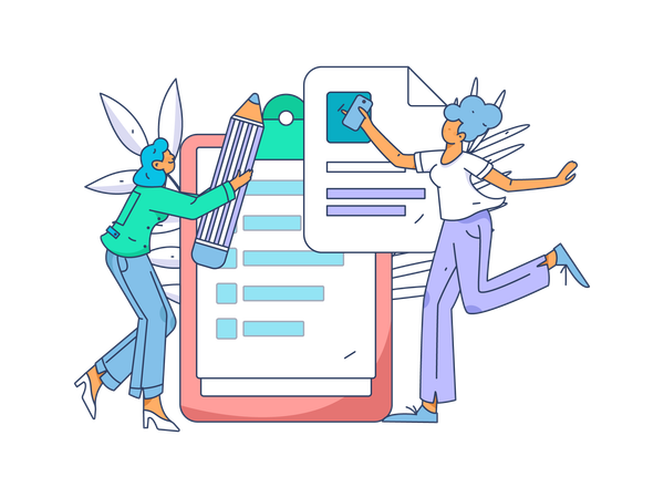 People filling survey form  Illustration