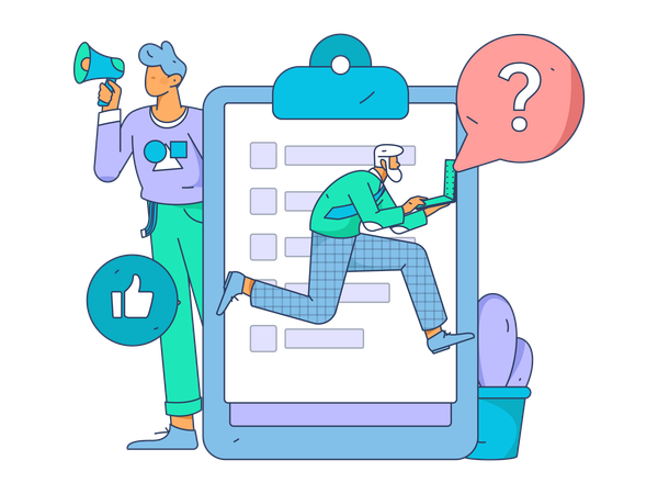 People filling survey form  Illustration