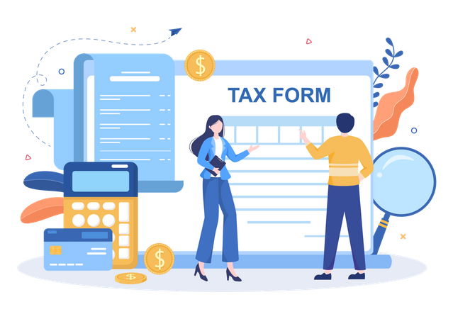 People filling Tax form Illustration