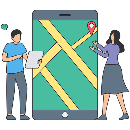 People finding business location  Illustration