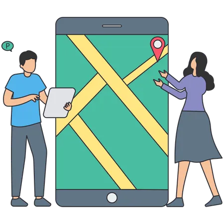 People finding business location  Illustration