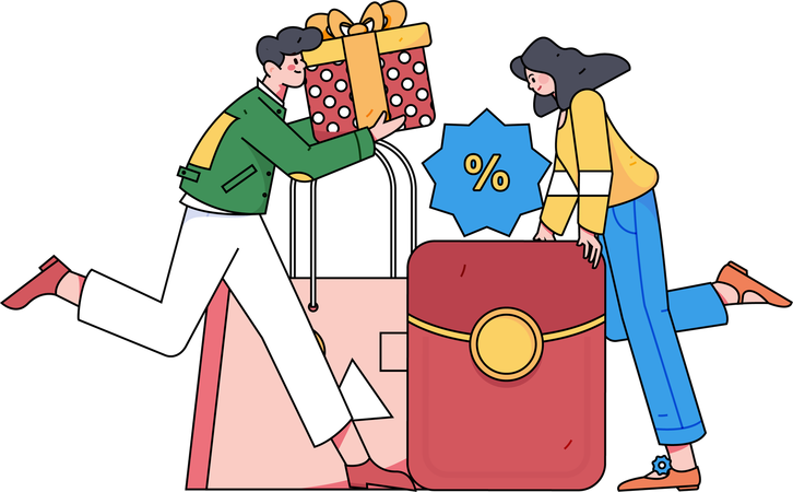 People finding discount coupon for shopping  Illustration