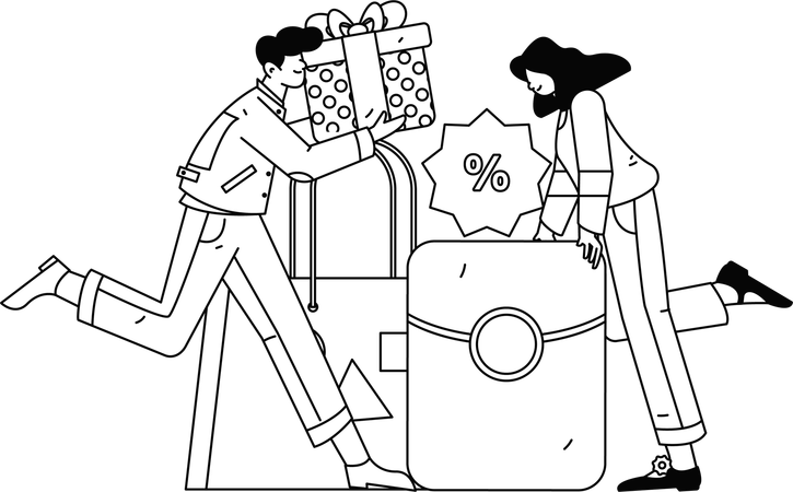 People finding discount coupon for shopping  Illustration