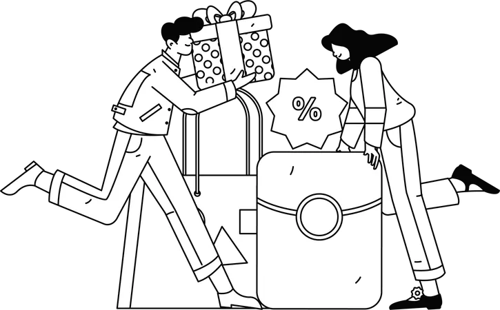 People finding discount coupon for shopping  Illustration