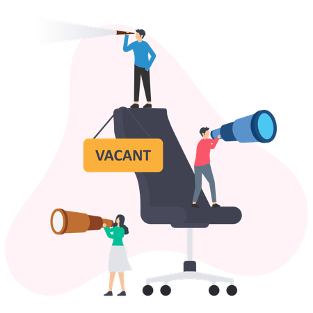 People finding job Vacancy using telescope  Illustration