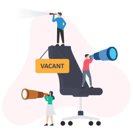 People finding job Vacancy using telescope  Illustration