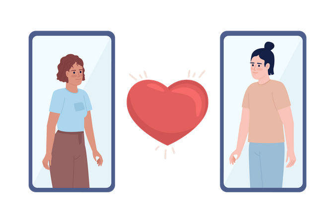 People finding love on dating app  Illustration