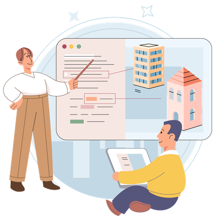 People finding real estate property  Illustration