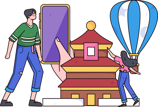 People finding travel location  Illustration