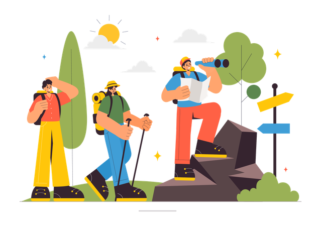 People finding travel location  Illustration