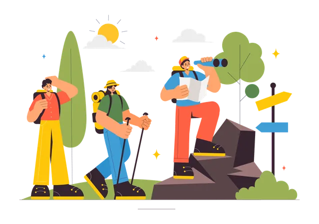 People finding travel location  Illustration