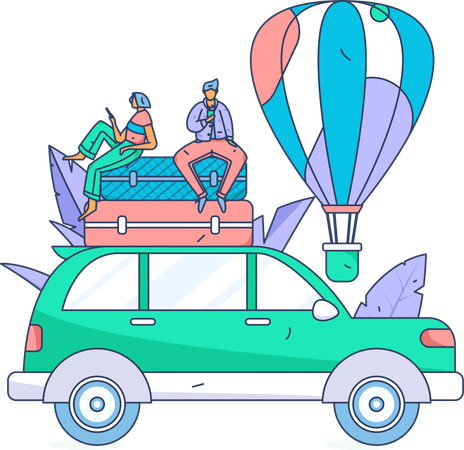 People finding ways on mobile  Illustration