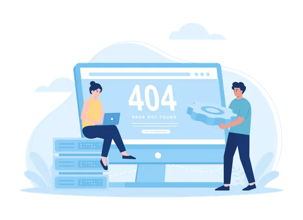 People Fix 404 Error Trending Concept Flat Illustration Illustration