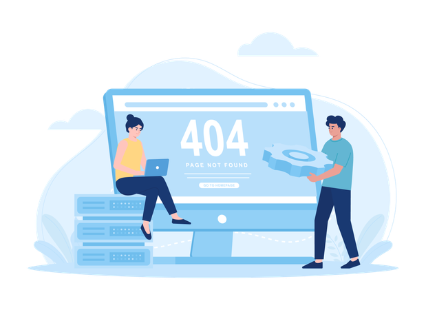 People fix 404 error  Illustration