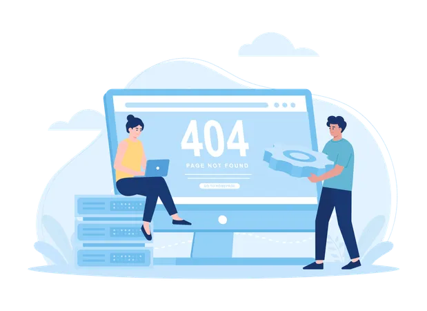 People fix 404 error  Illustration