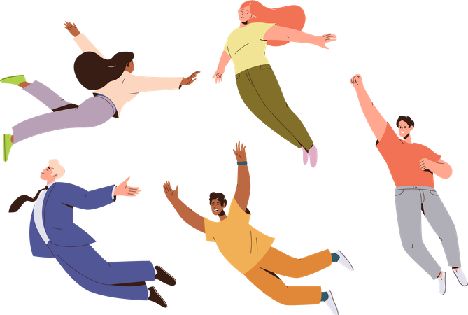 People flying in air  Illustration