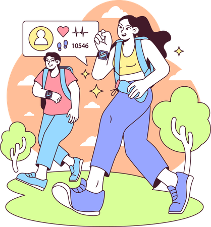 People follow healthy lifestyle by running daily  Illustration