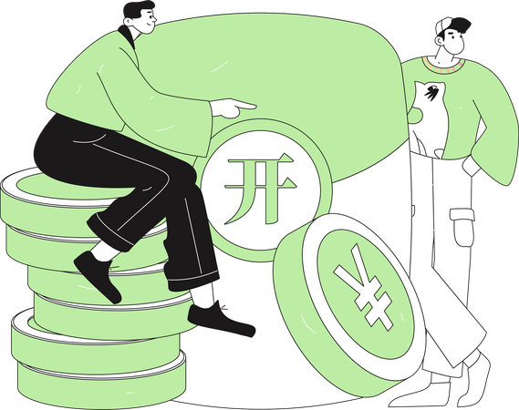 People following chinese tradition during sale  Illustration