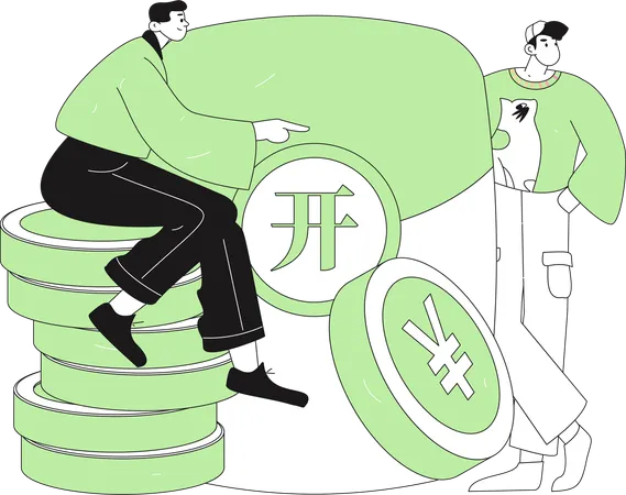 People following chinese tradition during sale  Illustration