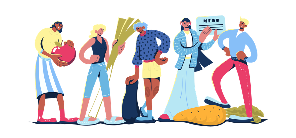 People following healthy diet  Illustration