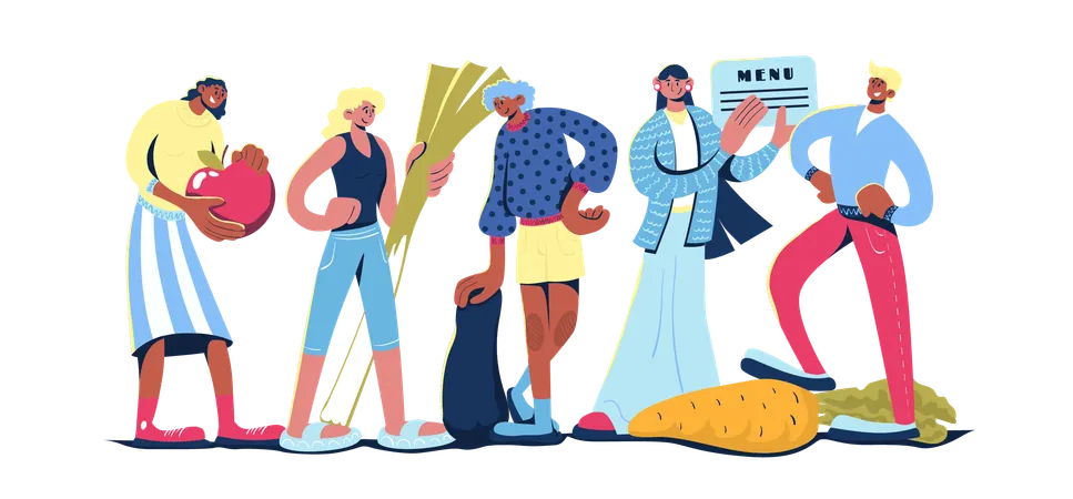 People following healthy diet  Illustration