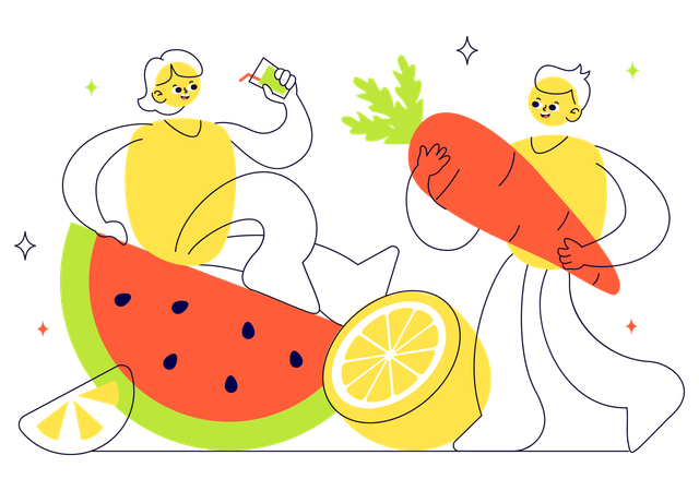 People following Holistic Nutrition  Illustration