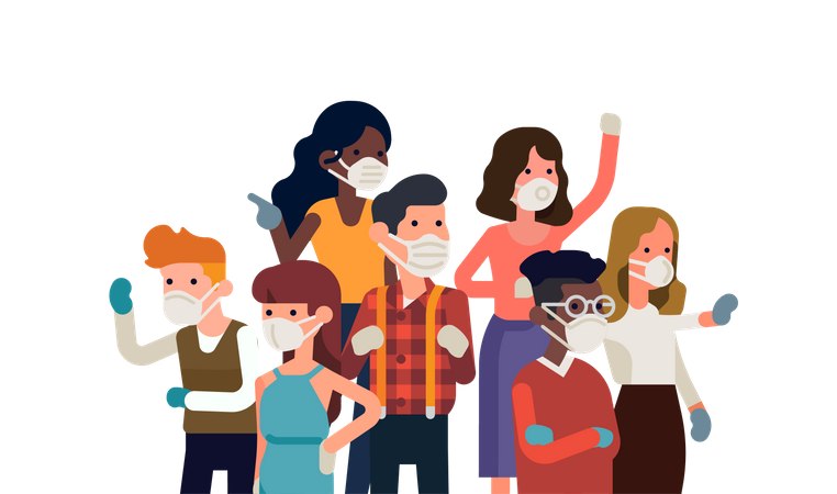 People following safety rules  Illustration