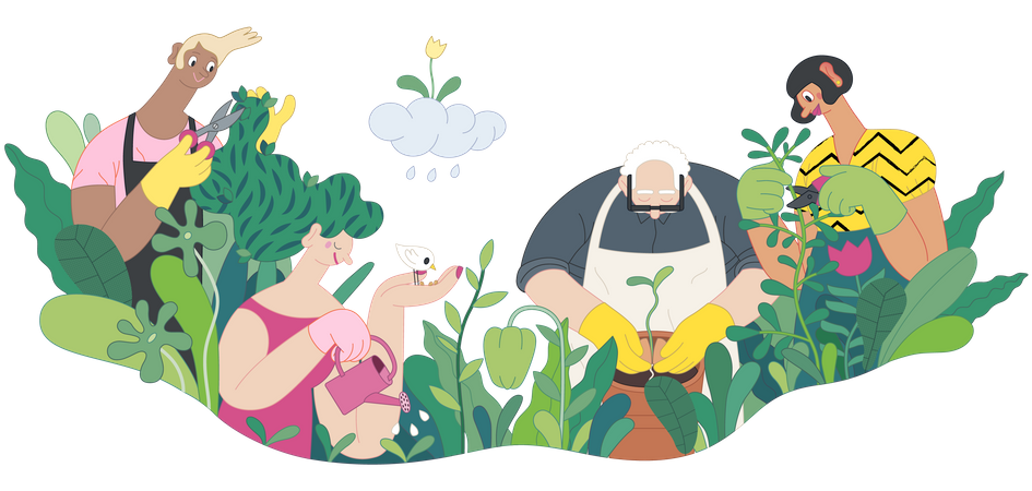 People gardening Illustration