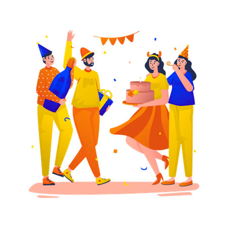 People Gathered for party  Illustration