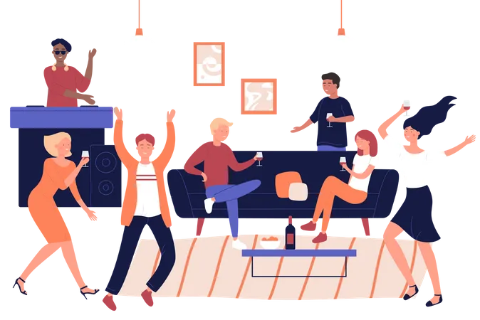 People gathering for party  Illustration