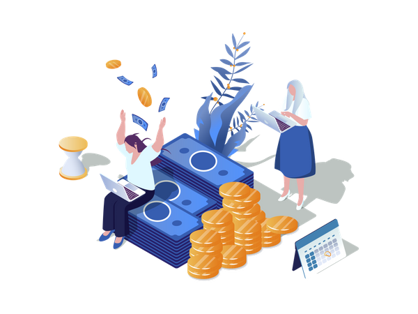People get instant personal bank loan and using special financial credit program for secure finance investment  イラスト