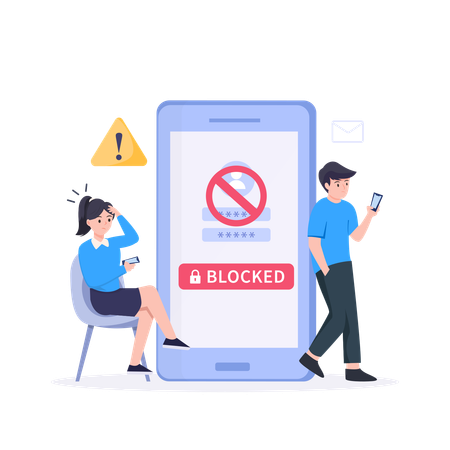 People getting account blocked message  Illustration