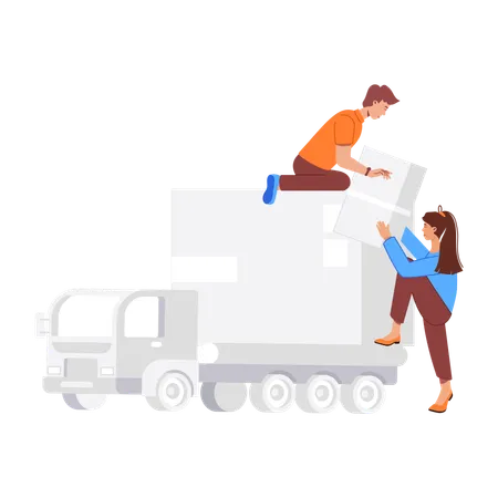 People getting Cargo Delivery  Illustration