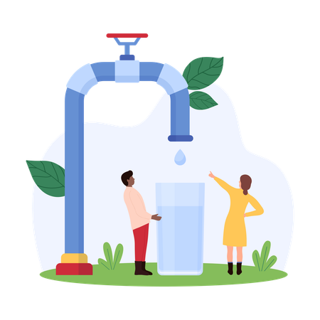 People getting clean drinking water  Illustration
