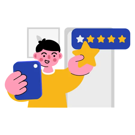 People getting delivery and giving delivery ratings Illustration
