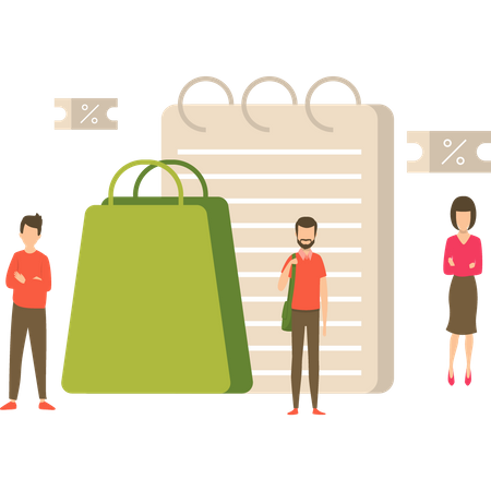People getting discount coupon Illustration