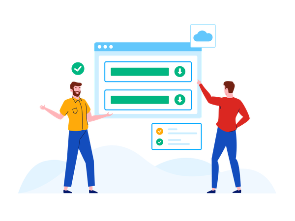 People getting download success  Illustration