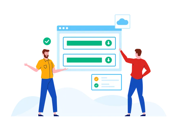 People getting download success  Illustration