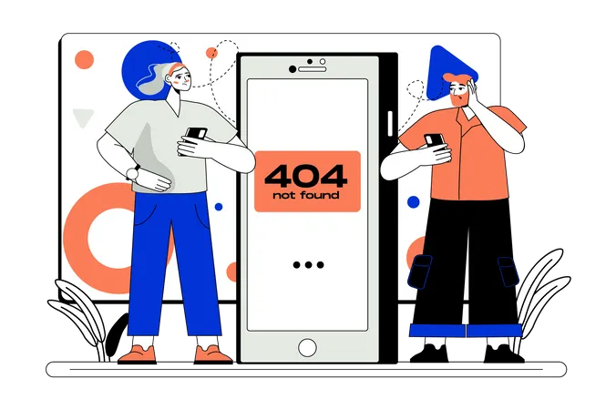 People getting error 404  Illustration