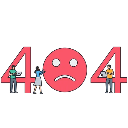 People getting Error 404  Illustration