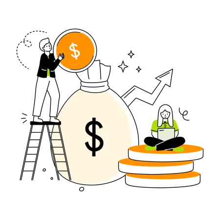 People getting Finance growth  Illustration