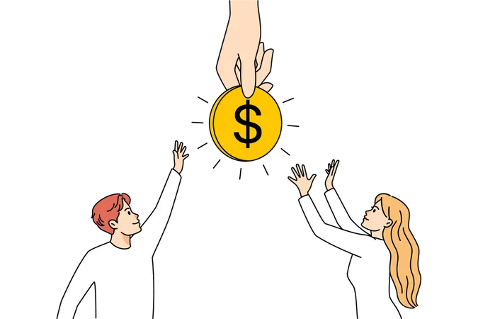 People getting financial help  Illustration