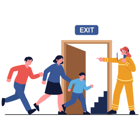 People getting Fire Evacuation  Illustration