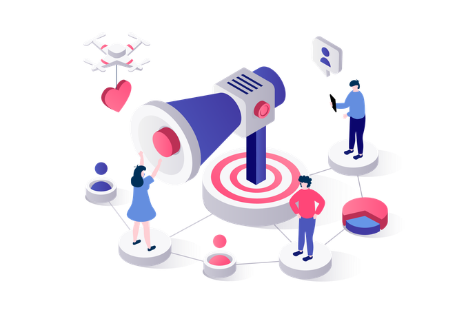 People getting friends recommends and attracting to referral customer loyalty program announcement  Illustration