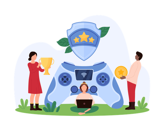 People getting game tournament reward  Illustration