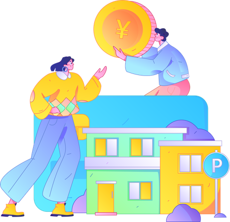 People getting house loan  Illustration